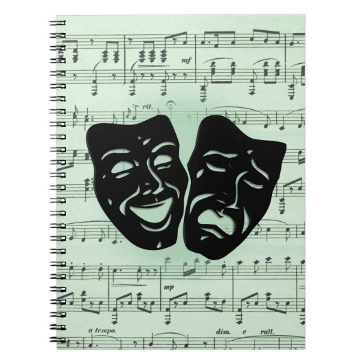 Griekse maskers voor groene muziek en bioscoop notitieboek (Voorkant)