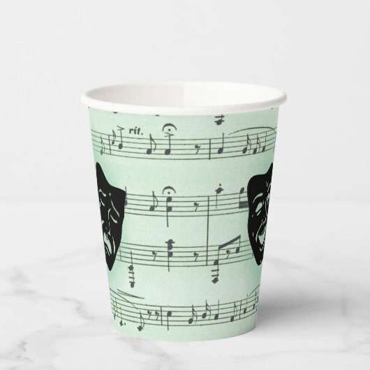 Griekse maskers voor groene muziek en bioscoop papieren bekers (Links)