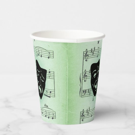 Griekse maskers voor groene muziek en bioscoop papieren bekers (Rechts)