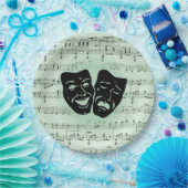 Griekse maskers voor groene muziek en bioscoop papieren bordje (Feest)