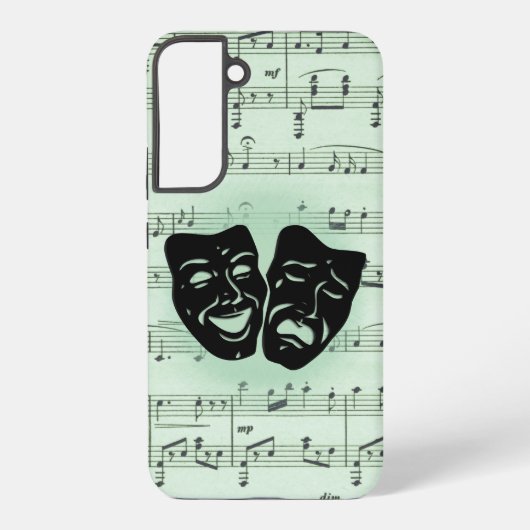 Griekse maskers voor groene muziek en bioscoop samsung galaxy hoesje (Achterkant)