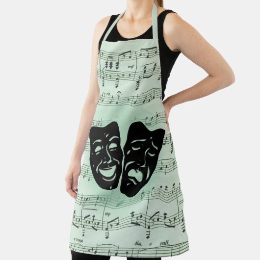 Griekse maskers voor groene muziek en bioscoop schort (Insitu)