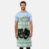 Griekse maskers voor groene muziek en bioscoop schort (Gedragen)