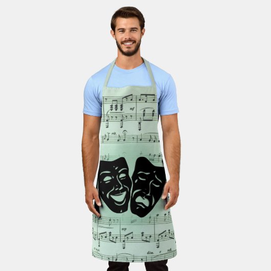 Griekse maskers voor groene muziek en bioscoop schort (Gedragen)