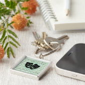 Griekse maskers voor groene muziek en bioscoop sleutelhanger (Zijkant)