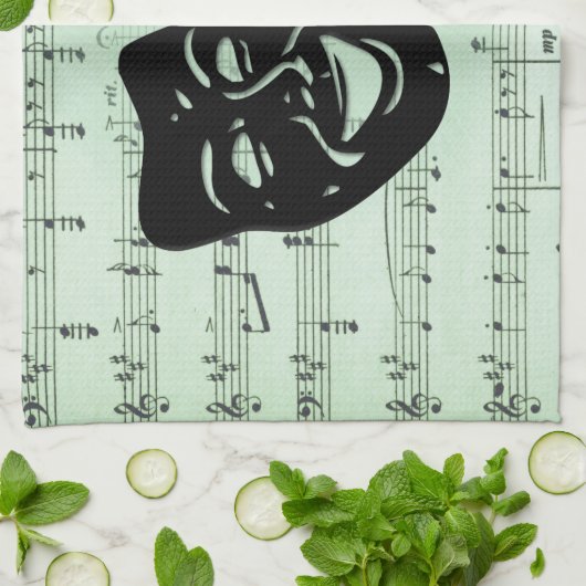 Griekse maskers voor groene muziek en bioscoop theedoek (Gevouwen)