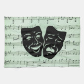 Griekse maskers voor groene muziek en bioscoop theedoek (Horizontaal)