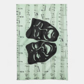 Griekse maskers voor groene muziek en bioscoop theedoek (Verticaal)