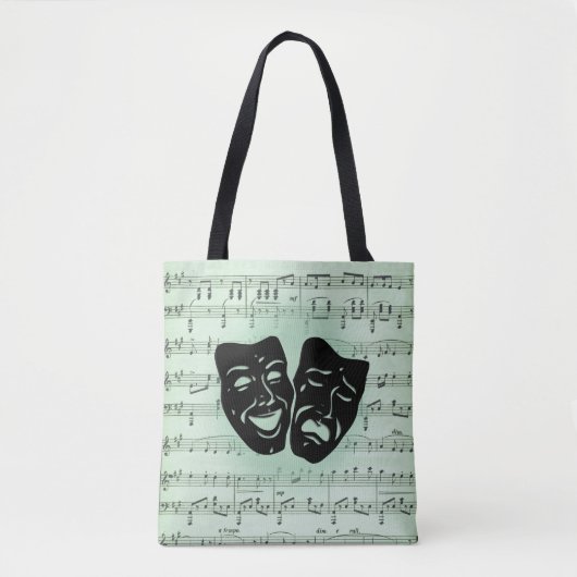 Griekse maskers voor groene muziek en bioscoop tote bag (Voorkant)