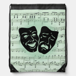 Griekse maskers voor groene muziek en bioscoop trekkoord rugzakje