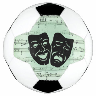 Griekse maskers voor groene muziek en bioscoop voetbal