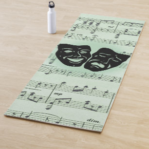 Griekse maskers voor groene muziek en bioscoop yogamat