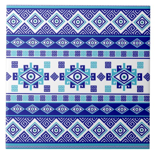 Griekse Meander Key en boze oog Tegeltje (Voorkant)