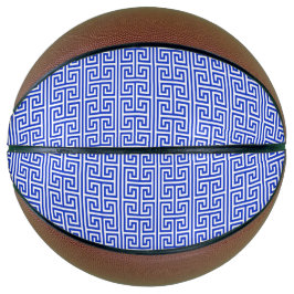 Griekse Meander Key Square H Patroon Blauw Basketbal