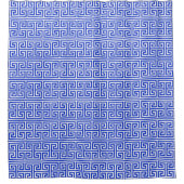 Griekse Meander Key Square H Patroon Blauw Douchegordijn (Voorkant)