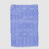 Griekse Meander Key Square H Patroon Blauw Golfhanddoek (Voorkant)