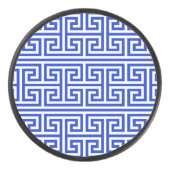 Griekse Meander Key Square H Patroon Blauw Hockey Puck (Voorkant)