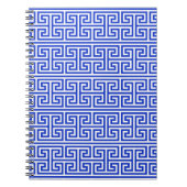 Griekse Meander Key Square H Patroon Blauw Notitieboek (Voorkant)