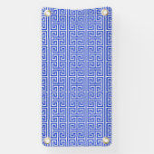 Griekse Meander Key Square H Patroon Blauw Spandoek (Verticaal)