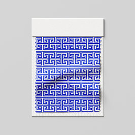 Griekse Meander Key Square H Patroon Blauw Stof