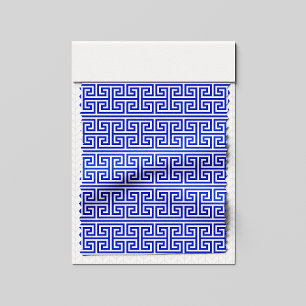 Griekse Meander Key Square H Patroon Blauw Stof