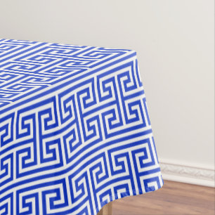Griekse Meander Key Square H Patroon Blauw Tafelkleed