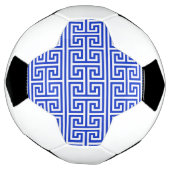 Griekse Meander Key Square H Patroon Blauw Voetbal (Gedraaid)