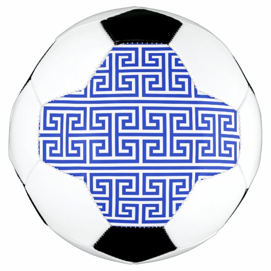 Griekse Meander Key Square H Patroon Blauw Voetbal (Voorkant)