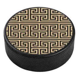 Griekse Meander Key Square H Patroon Bruin Hockey Puck