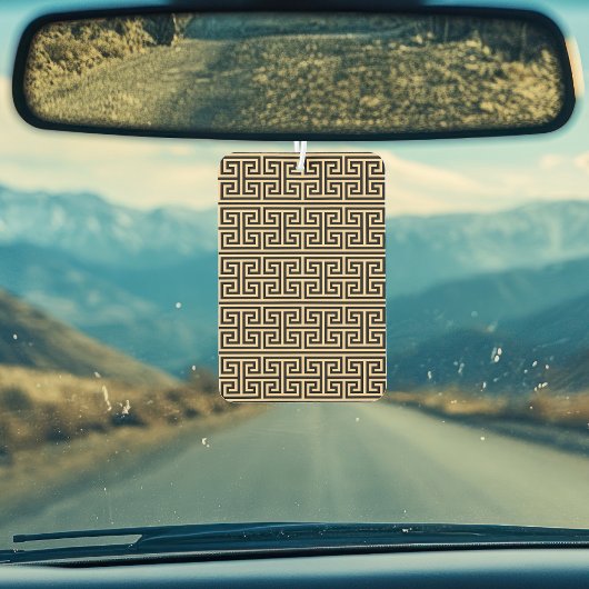 Griekse Meander Key Square H Patroon Bruin Luchtverfrisser