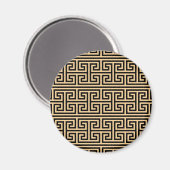 Griekse Meander Key Square H Patroon Bruin Magneet (Voorkant / Achterkant)