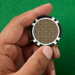 Griekse Meander Key Square H Patroon Bruin Poker Chips
