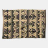 Griekse Meander Key Square H Patroon Bruin Theedoek (Horizontaal)