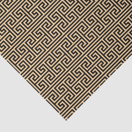 Griekse Meander Key Square H Patroon Bruin Tissuepapier (Detail)