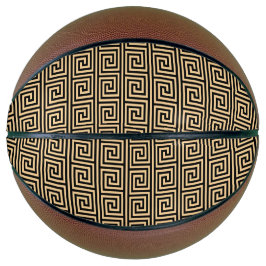 Griekse Meander Key Squares Patroon Bruin Basketbal