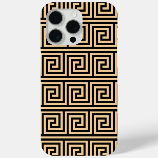 Griekse Meander Key Squares Patroon Bruin Case-Mate iPhone Case (Achterkant)