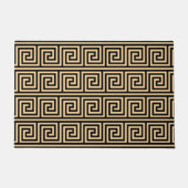 Griekse Meander Key Squares Patroon Bruin Deurmat (Voorkant)