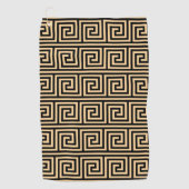 Griekse Meander Key Squares Patroon Bruin Golfhanddoek (Voorkant)