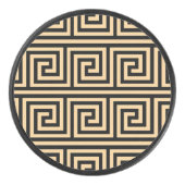 Griekse Meander Key Squares Patroon Bruin Hockey Puck (Voorkant)