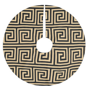 Griekse Meander Key Squares Patroon Bruin Kerstboom Rok