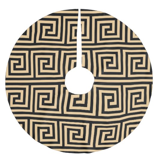 Griekse Meander Key Squares Patroon Bruin Kerstboom Rok (Voorkant)