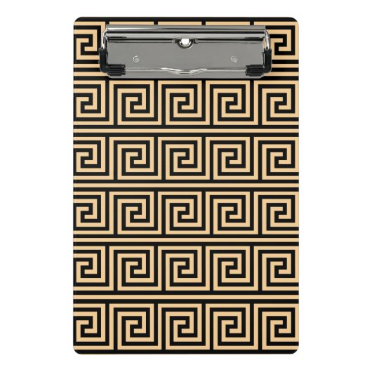 Griekse Meander Key Squares Patroon Bruin Mini Klembord (Voorkant)