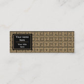 Griekse Meander Key Squares Patroon Bruin Mini Visitekaartje (Achterkant)
