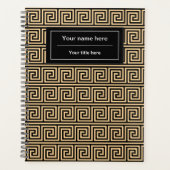 Griekse Meander Key Squares Patroon Bruin Planner (Voorkant)