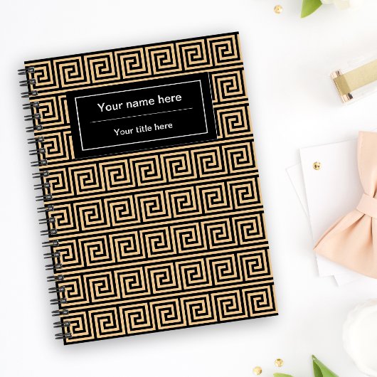 Griekse Meander Key Squares Patroon Bruin Planner