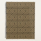 Griekse Meander Key Squares Patroon Bruin Planner (Voorkant)