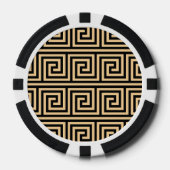 Griekse Meander Key Squares Patroon Bruin Poker Chips (Voorkant)