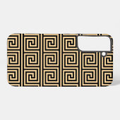 Griekse Meander Key Squares Patroon Bruin Samsung Galaxy Hoesje (Achterkant horizontaal)