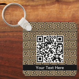 Griekse Meander Key Squares Patroon Bruin Sleutelhanger