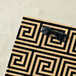 Griekse Meander Key Squares Patroon Bruin Strandlaken